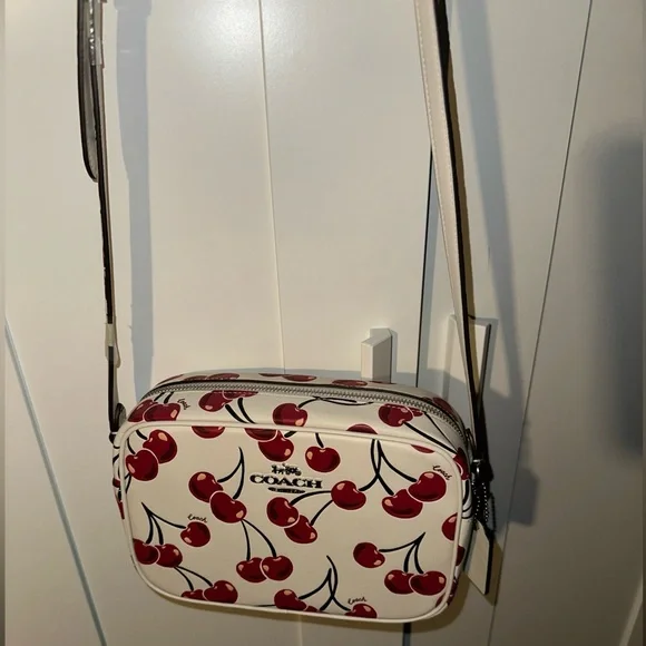 Coach Jamie Camera Bag In Smooth Leather Cherry Print Purse Crossbody NWOT - Picture 11 of 11